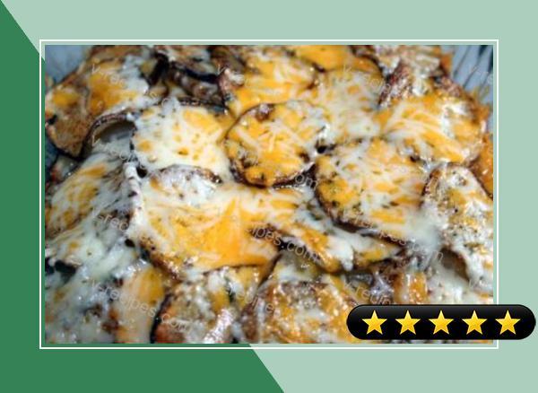 Baked Potato Slices With Two Cheeses recipe