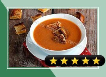 Slow-Cooker Tomato Soup with Grilled Cheese Croutons recipe