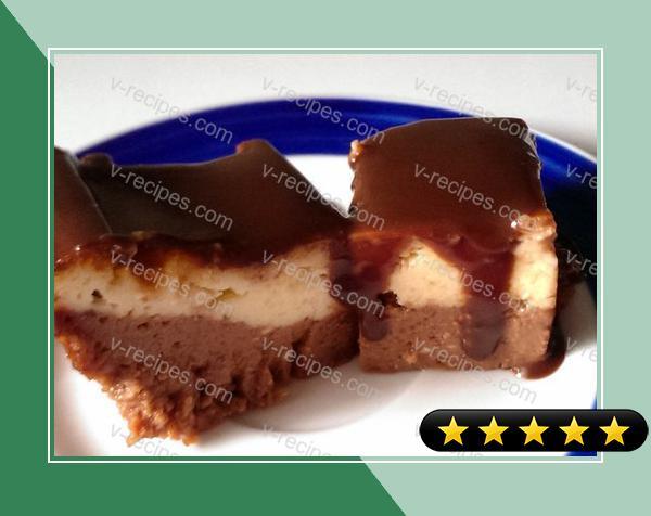 Chocolate and Vanilla Layered Crustless Cheesecake recipe