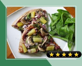 BBQ Spinach, Mushroom, Pineapple and Onion Pizza recipe