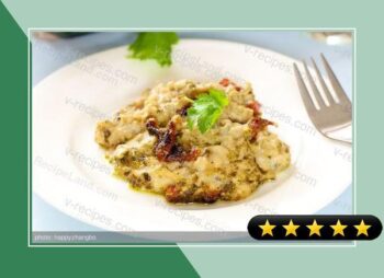 Vegetarian Barley Casserole with Sun Dried Tomato and Basil Pesto recipe