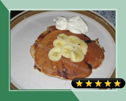Banana, Peanut Butter and Chocolate Chip Pancakes recipe