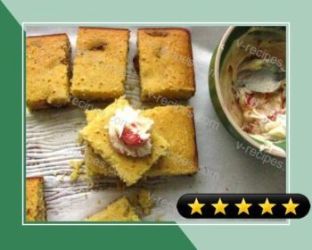 Roasted Strawberry Cornbread with Roasted Strawberry and Brown Sugar Butter recipe