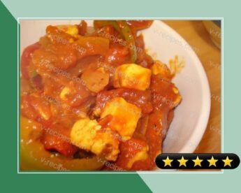 Tomato and Paneer Sabji (Indian Stir Fried Vegetables and Cheese) recipe