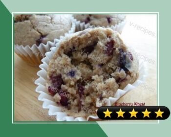 Blueberry Wheat Pancake Muffins with Cherries and Walnuts recipe