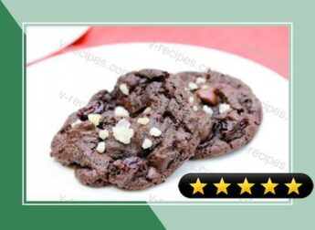Triple Chocolate Kahlua Cookies with Ginger and Cherries recipe