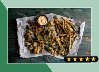 Fried Green Beans, Scallions and Brussels Sprouts With Buttermilk-Cornmeal Coating recipe