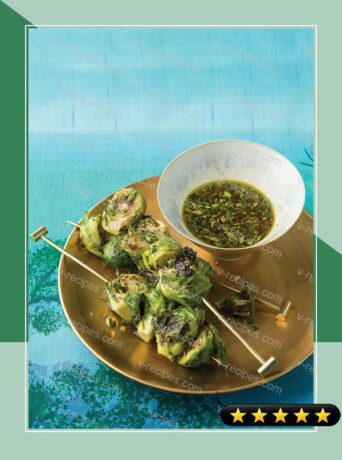 Roasted Brussels Sprouts Skewers with Lemon-Thyme Dipping Sauce recipe