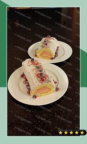 Vanilla Cake Roll with Cranberry Mousse Filling recipe